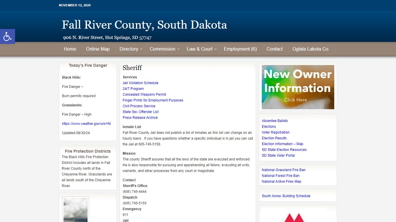 Sheriff - Fall River County, South Dakota