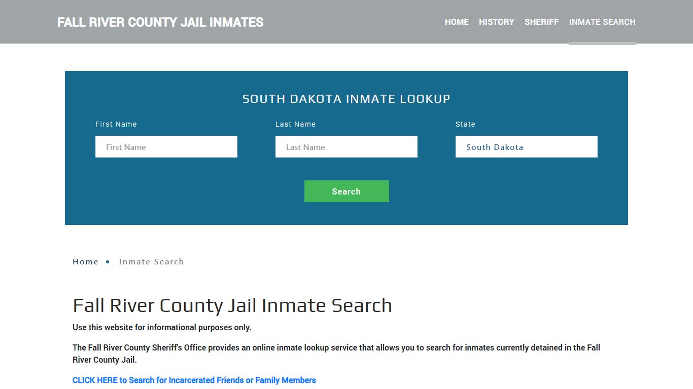 Fall River County, SD Detainee Lookup